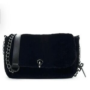 Gilda Paris - Black Faux Fur
Crossbody Bag Vegan Leather Chain, NWT